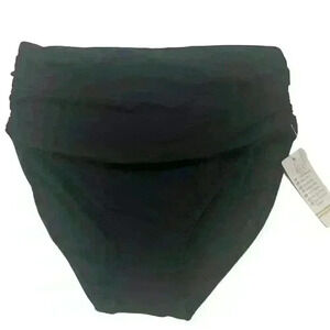 Laphee Rose Ruched High Cut Bikini Bottom Black NWT Size S